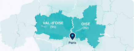 Carte stylisée des zones Val-d'Oise et Oise